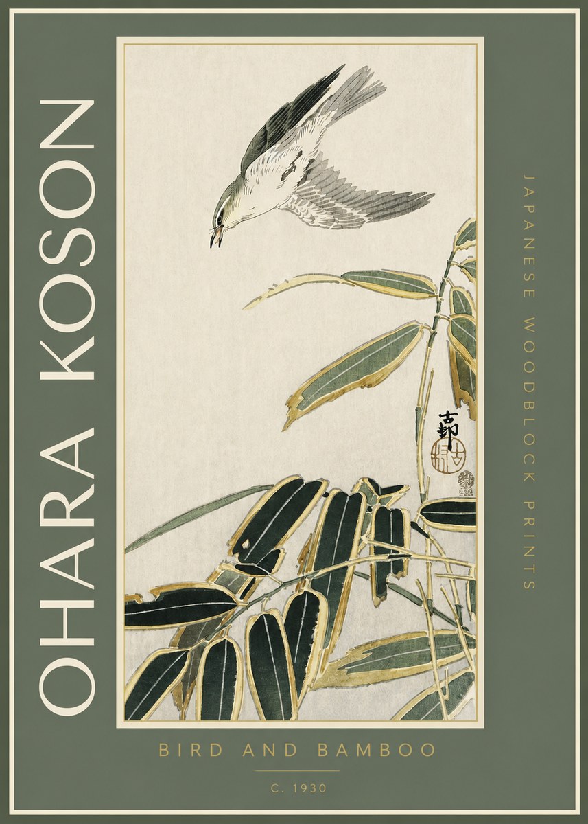 Ohara Koson Bird and Bamboo No2 - Poster
