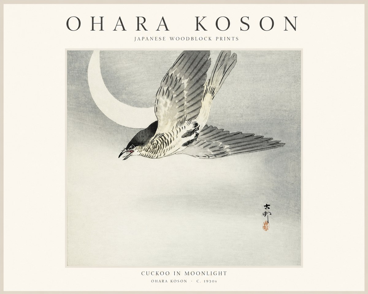 Ohara Koson Cuckoo in Moonlight No1 - Poster