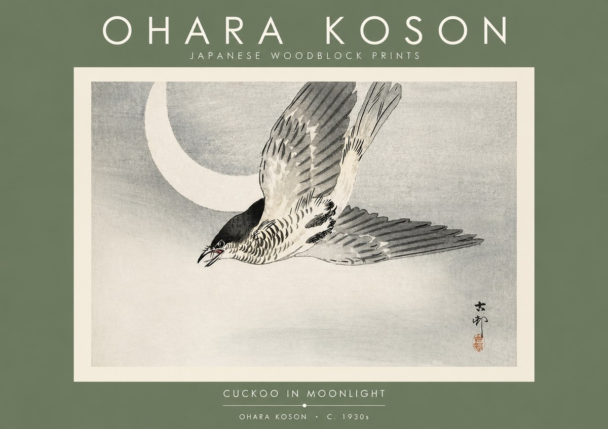 Ohara Koson Cuckoo in Moonlight No4 - Poster