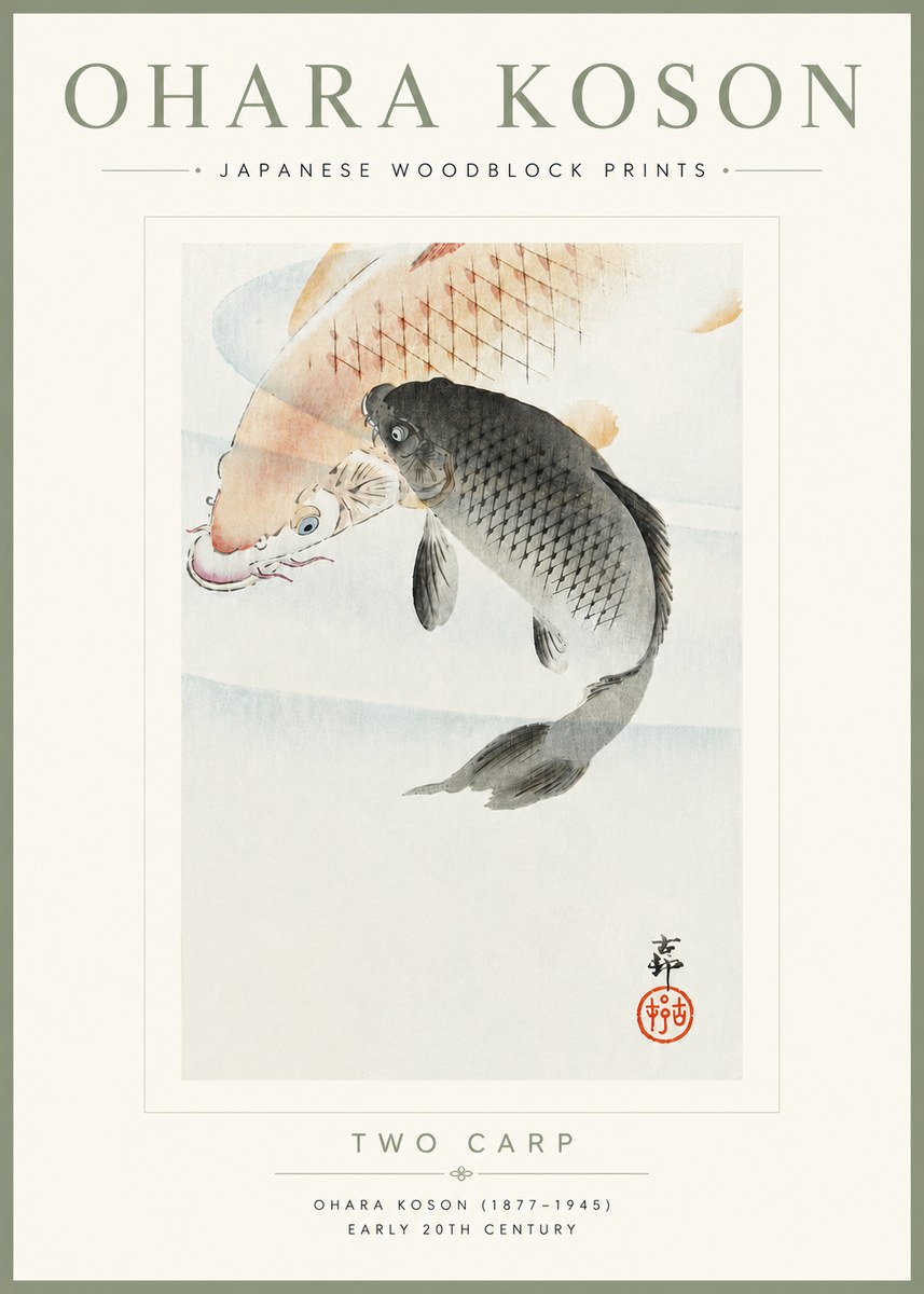 Ohara Koson Two Carp No6 - Poster
