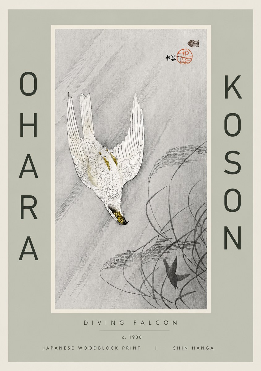 Ohara Koson Diving Falcon No6 - Poster