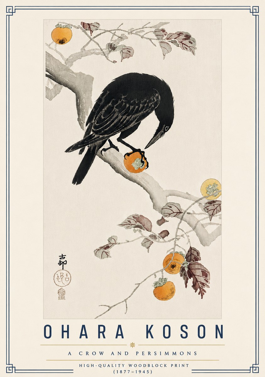 Ohara Koson A Crow and Persimmons No5 - Poster
