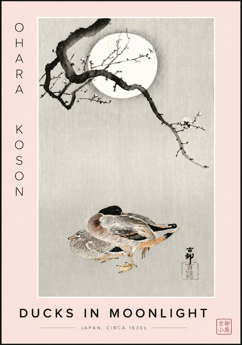 Ohara Koson Ducks in Moonlight No6 - Poster