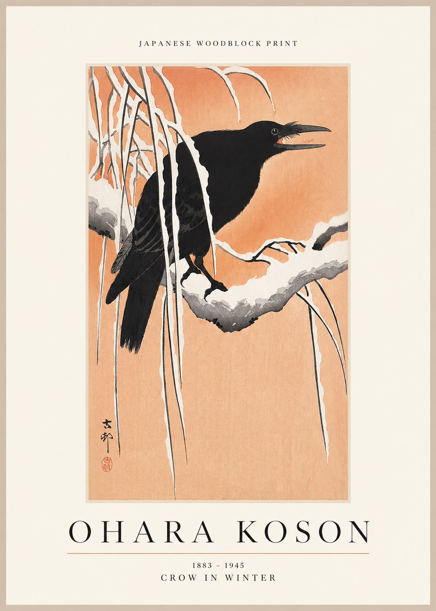 Ohara Koson Crow in Winter II No1 - Poster