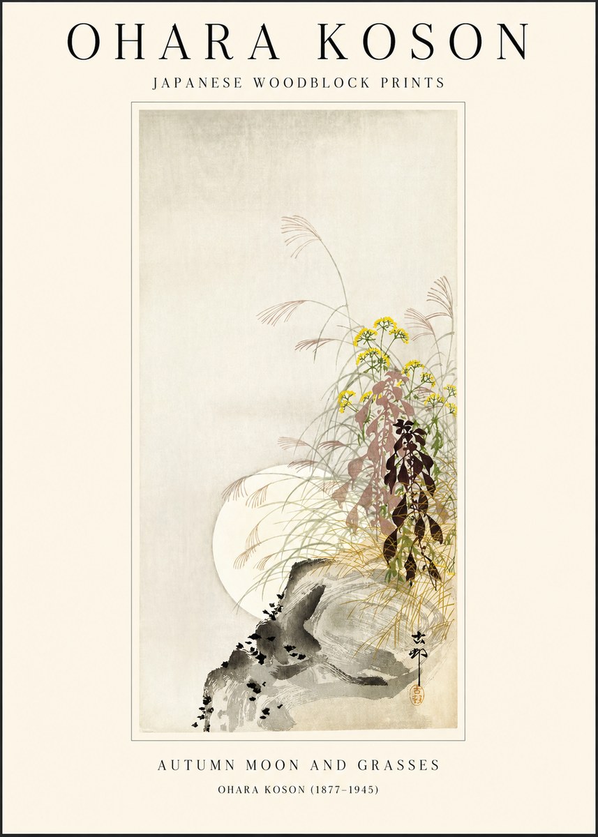 Ohara Koson Autumn Moon and Grasses No1 - Poster
