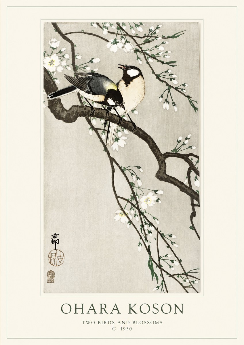 Ohara Koson Two Birds and Blossoms II No1 - Poster
