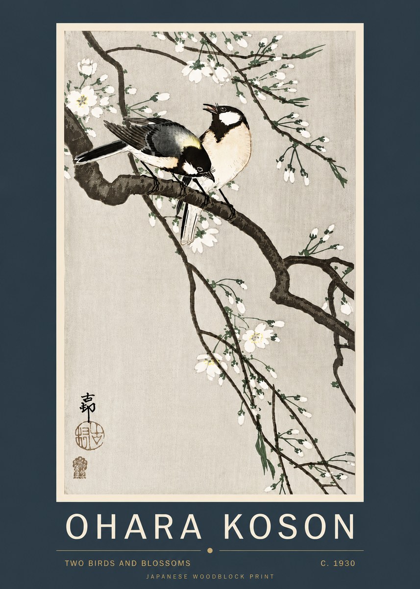 Ohara Koson Two Birds and Blossoms II No4 - Poster
