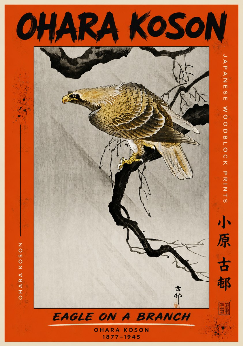Ohara Koson Eagle on a Branch II No4 - Poster