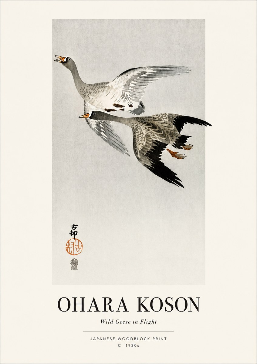 Ohara Koson Wild Geese in Flight III No1 - Poster