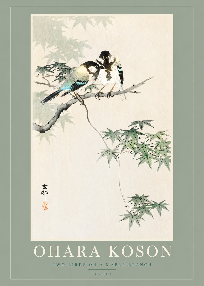 Ohara Koson Two Birds on a Maple Branch No2 - Poster