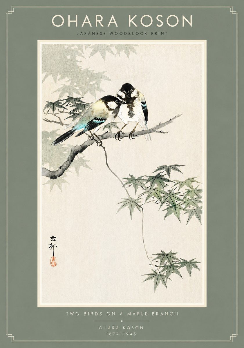 Ohara Koson Two Birds on a Maple Branch No4 - Poster