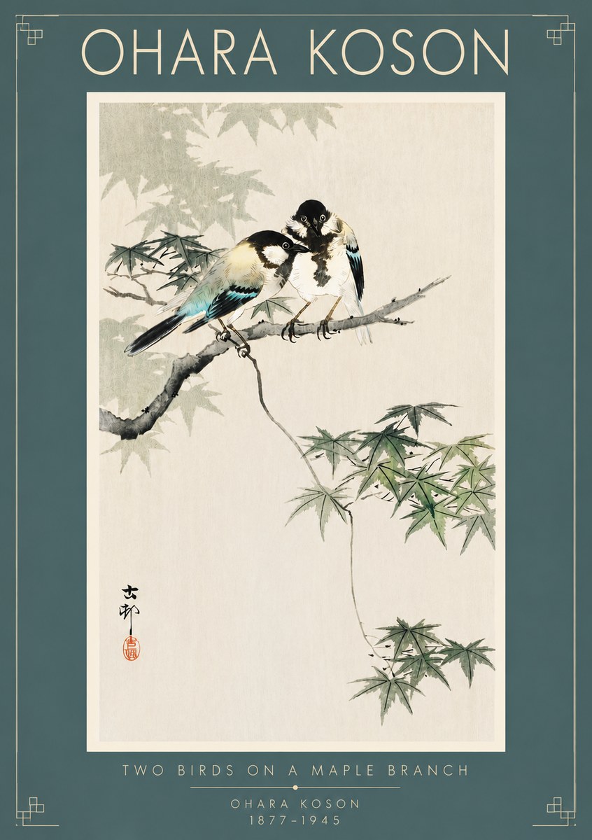 Ohara Koson Two Birds on a Maple Branch No5 - Poster