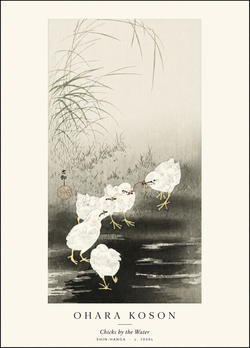 Ohara Koson Chicks by the Water No1 - Poster