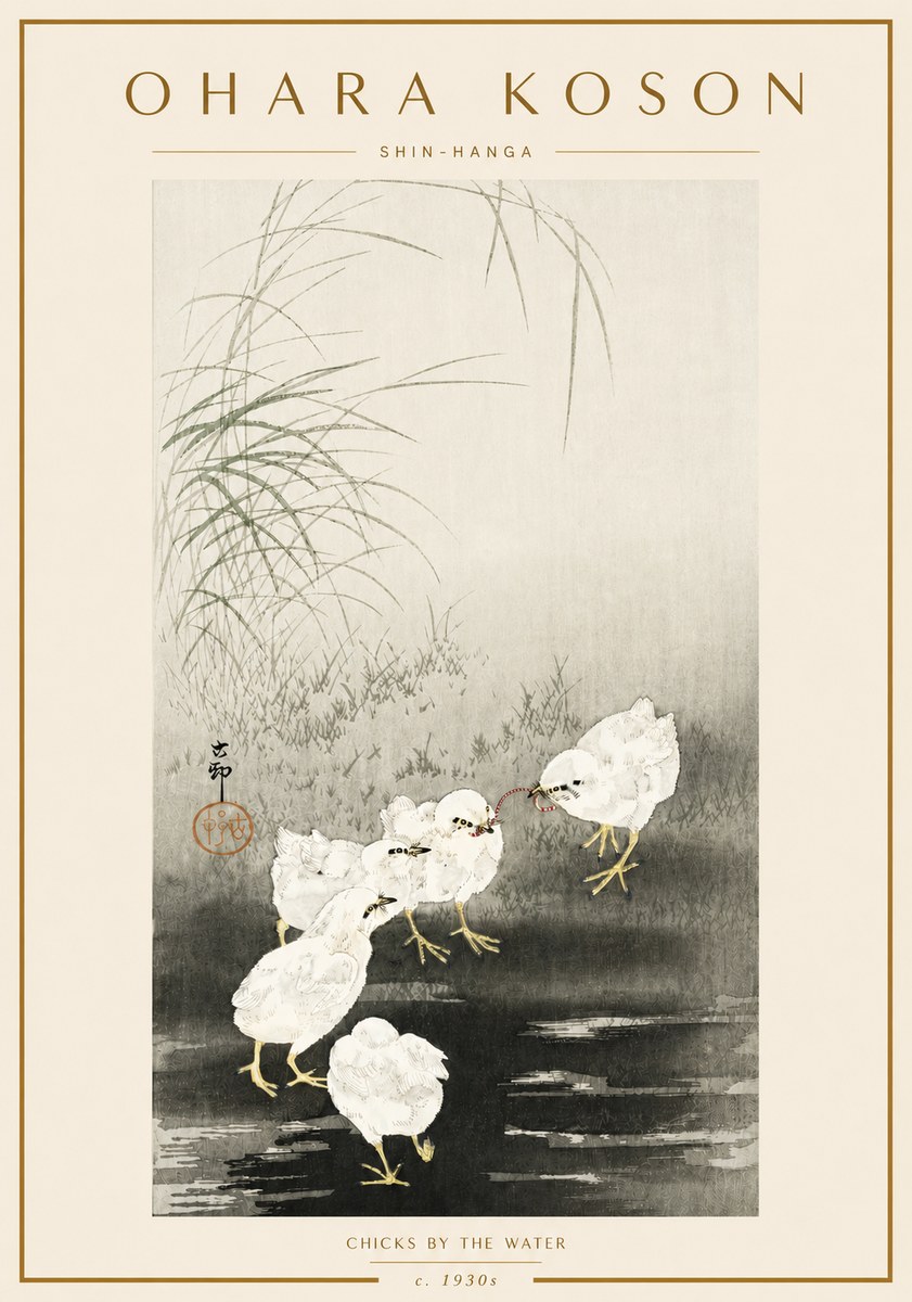 Ohara Koson Chicks by the Water No6 - Poster