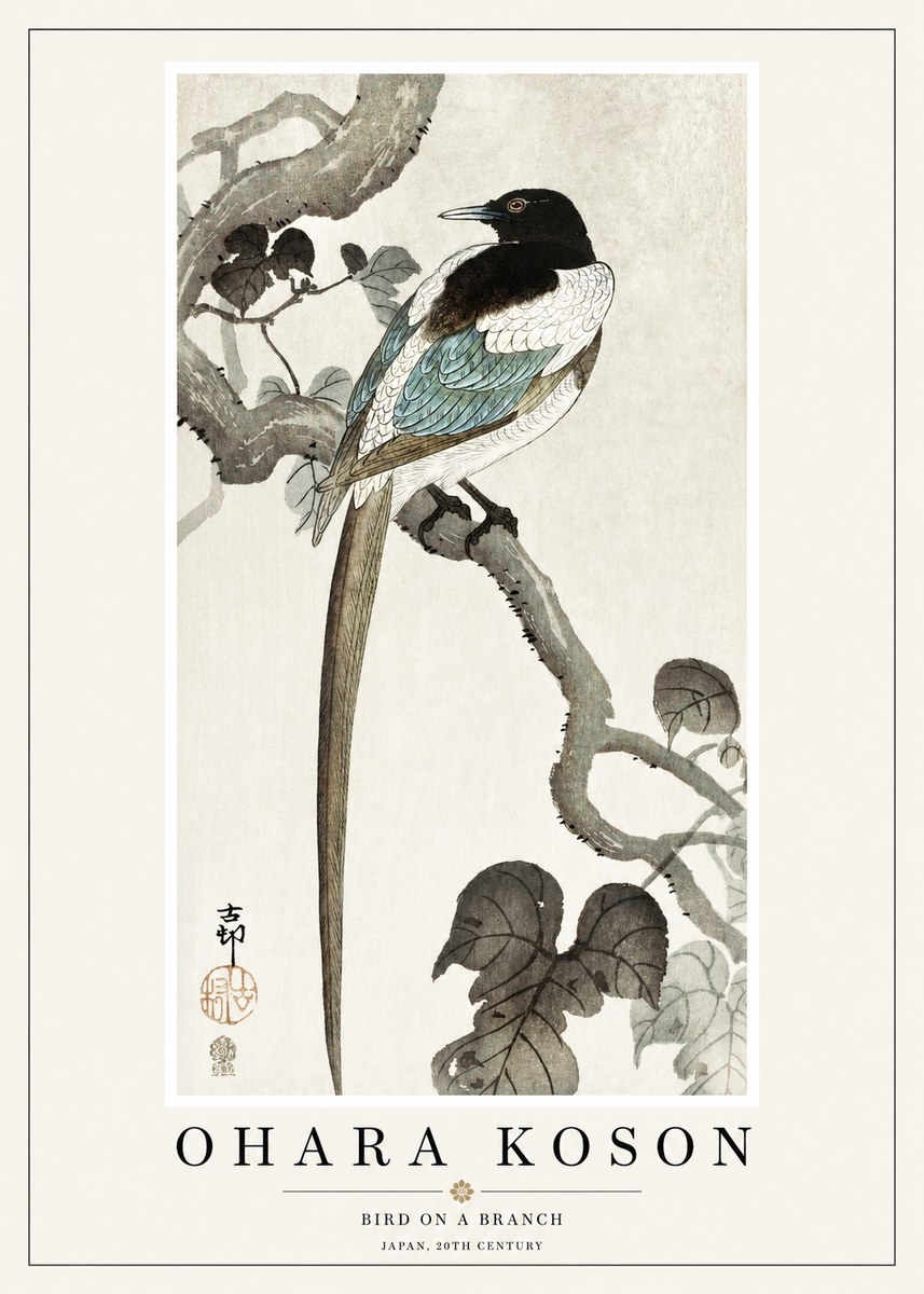 Ohara Koson Bird on a Branch IV No1 - Poster