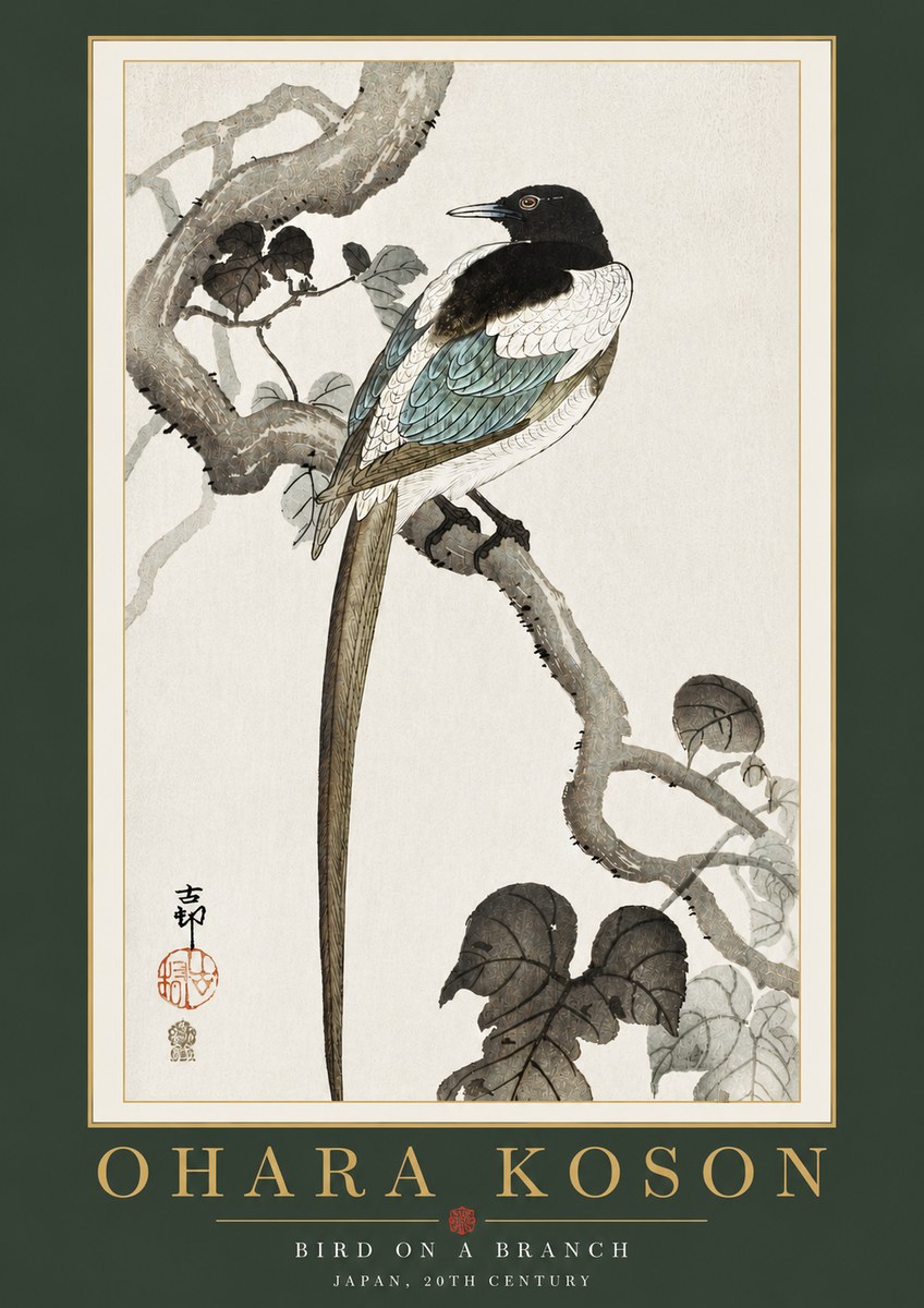 Ohara Koson Bird on a Branch IV No4 - Poster
