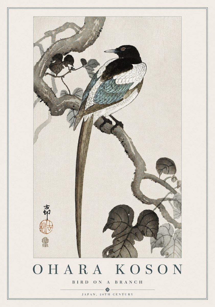 Ohara Koson Bird on a Branch IV No5 - Poster