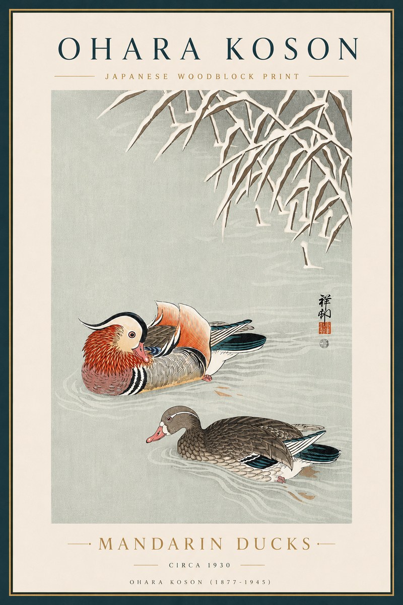 Ohara Koson Mandarin Ducks No5 - Poster
