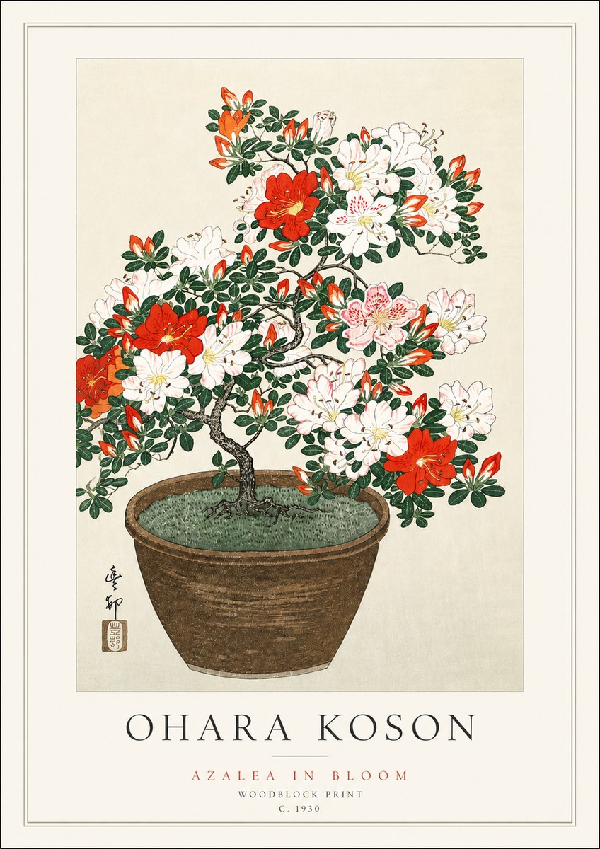 Ohara Koson Azalea in Bloom No3 - Poster