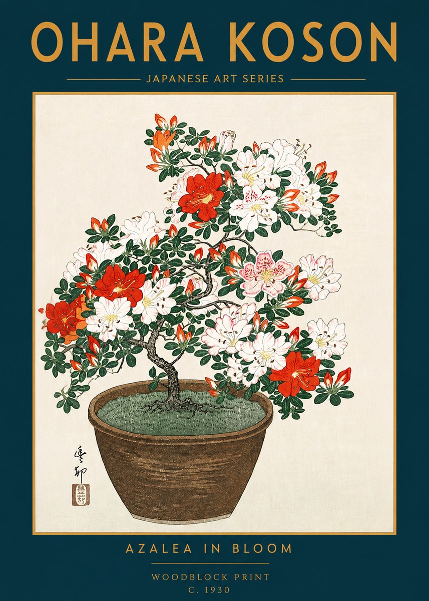 Ohara Koson Azalea in Bloom No4 - Poster