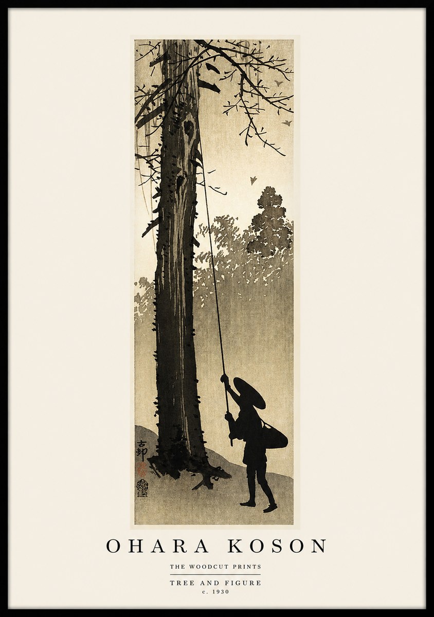 Ohara Koson Tree and Figure No1 - Poster