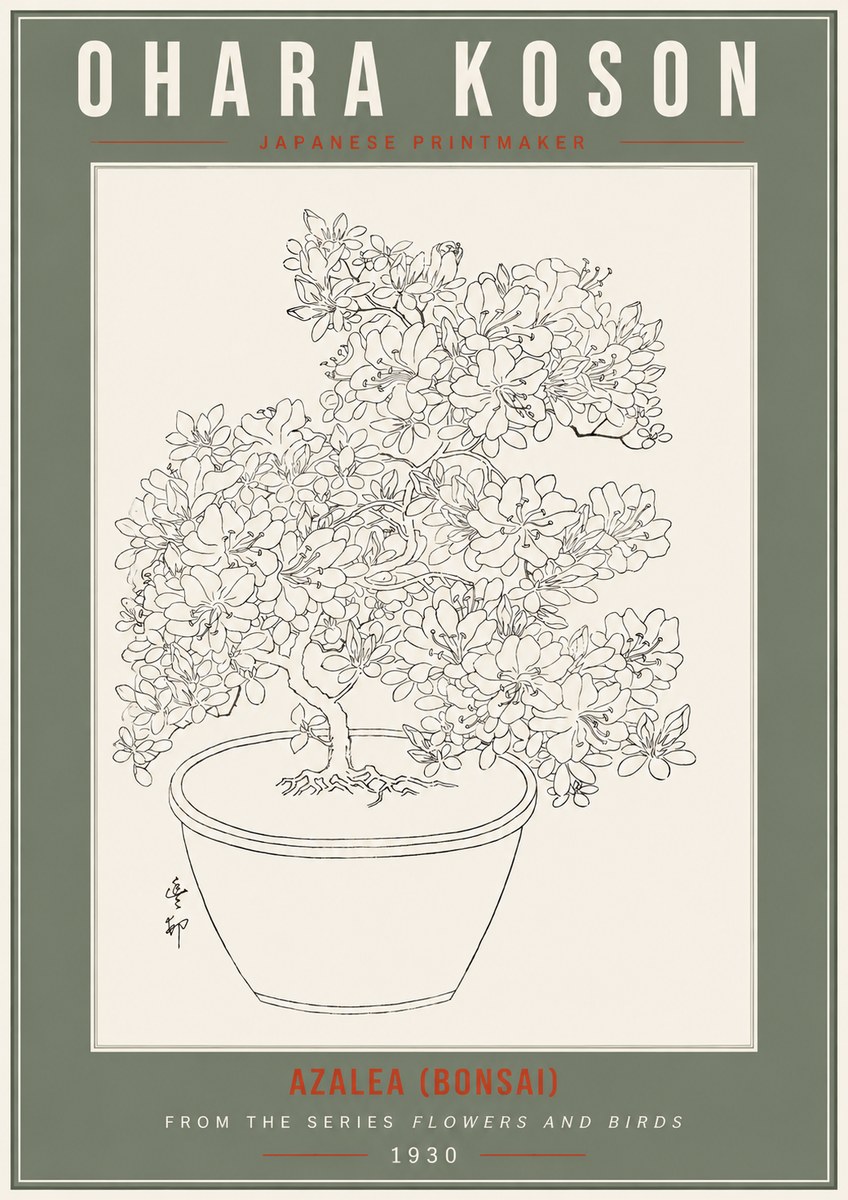 Ohara Koson Azalea (Bonsai) No2 - Poster