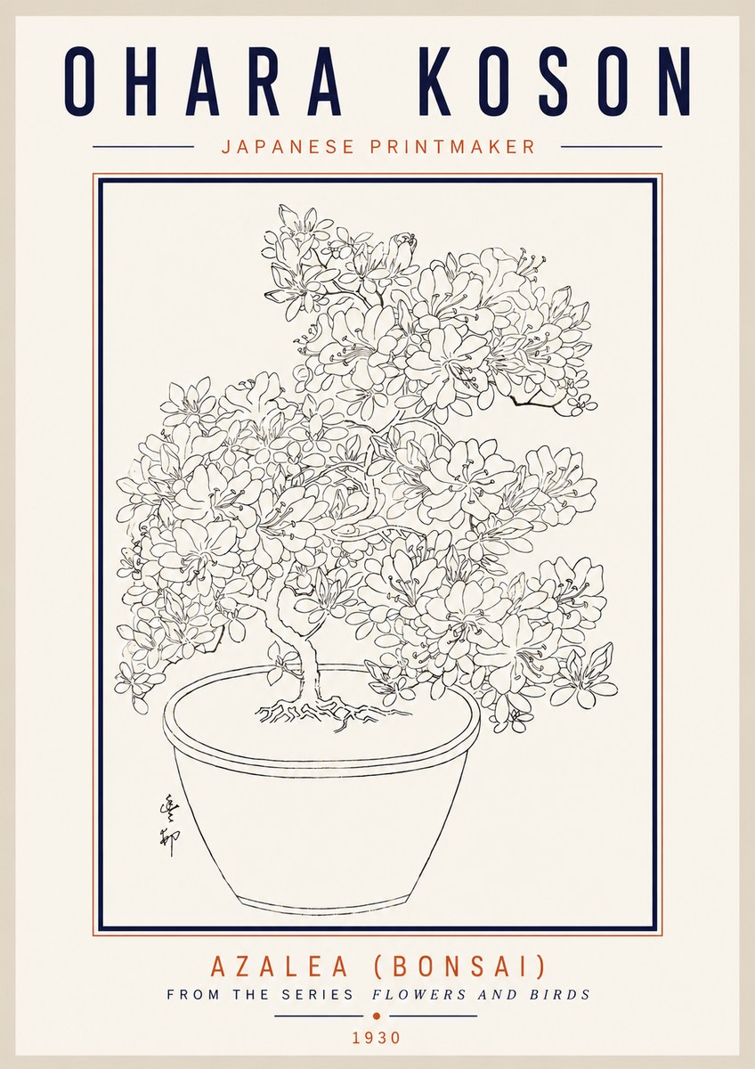 Ohara Koson Azalea (Bonsai) No3 - Poster