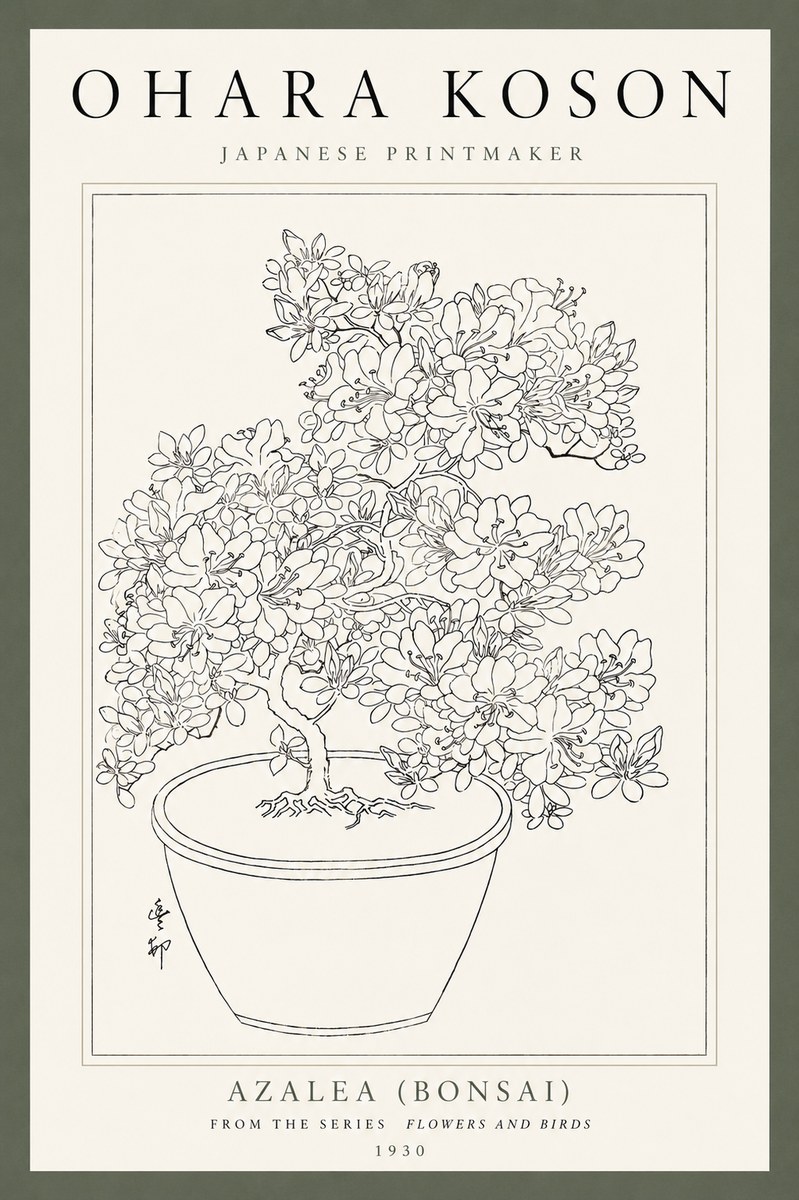 Ohara Koson Azalea (Bonsai) No4 - Poster