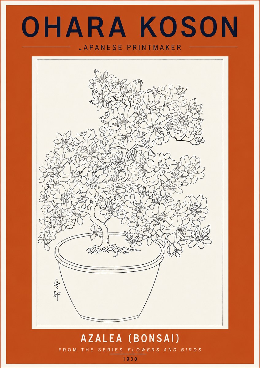 Ohara Koson Azalea (Bonsai) No5 - Poster