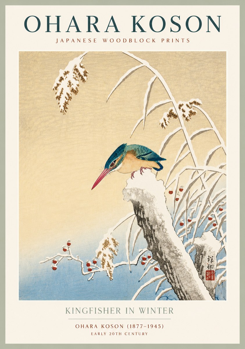 Ohara Koson Kingfisher in Winter II No4 - Poster