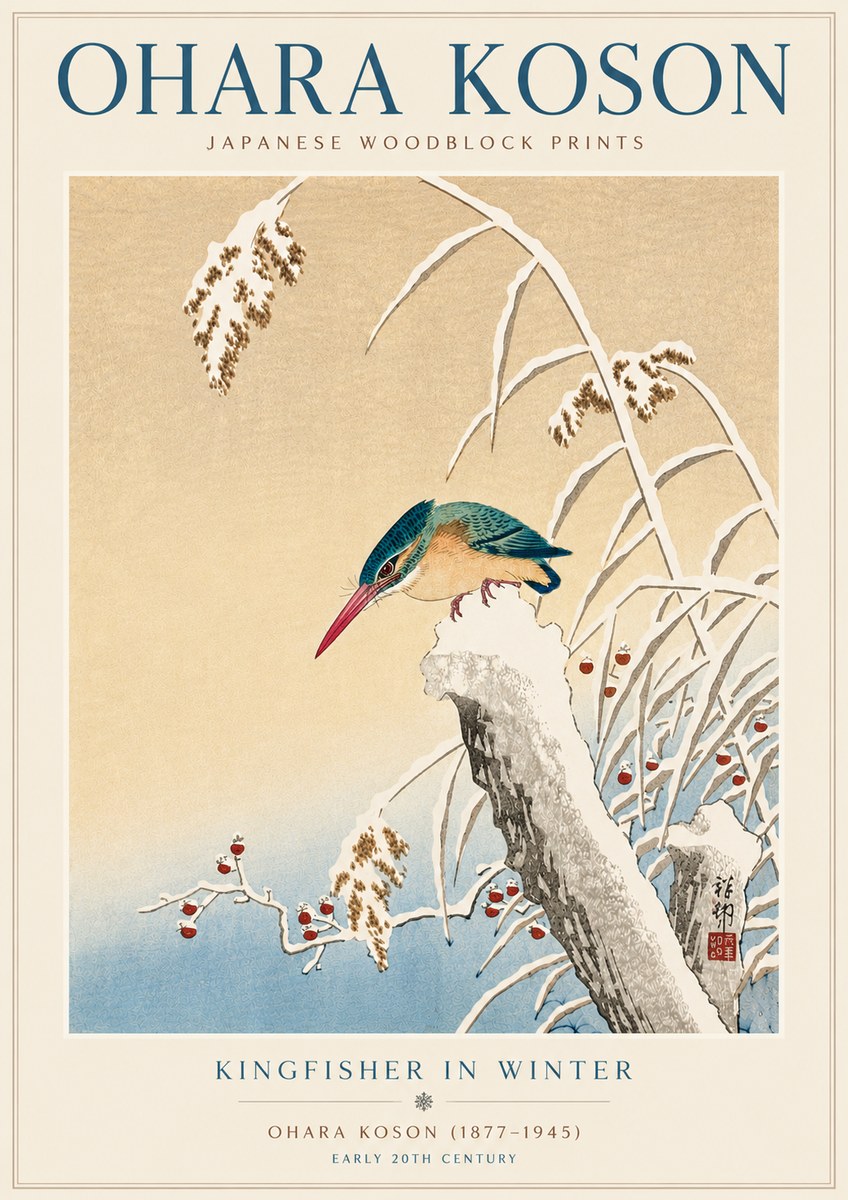 Ohara Koson Kingfisher in Winter II No5 - Poster