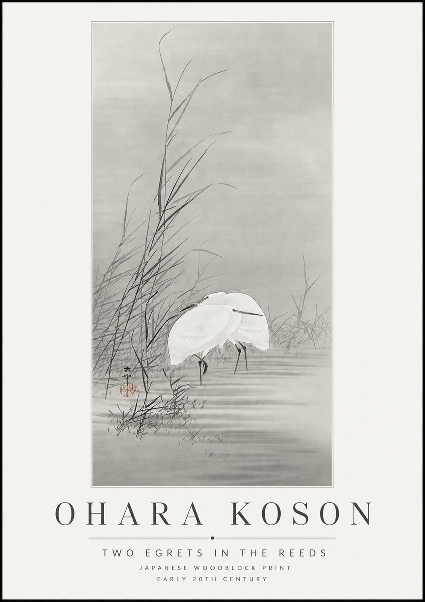 Ohara Koson Two Egrets in the Reeds No3 - Poster