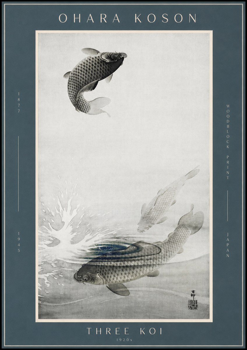 Ohara Koson Three Koi No2 - Poster