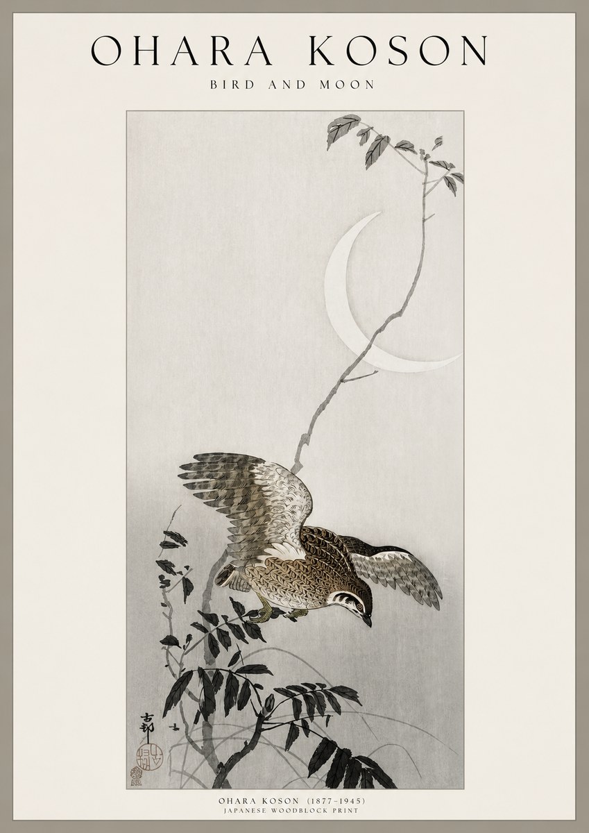 Ohara Koson Bird and Moon No1 - Poster