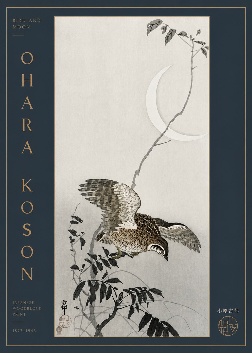 Ohara Koson Bird and Moon No3 - Poster
