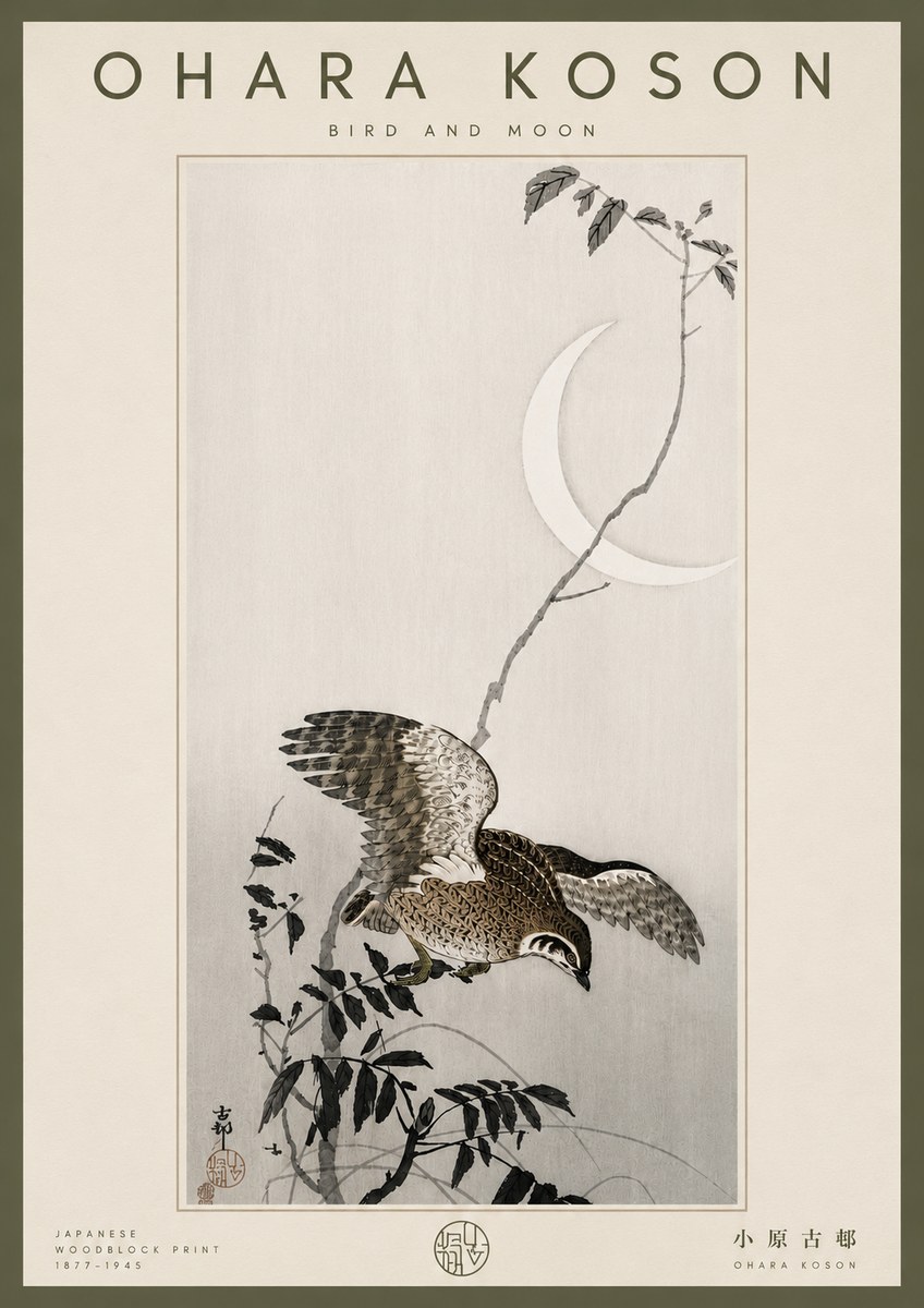 Ohara Koson Bird and Moon No6 - Poster