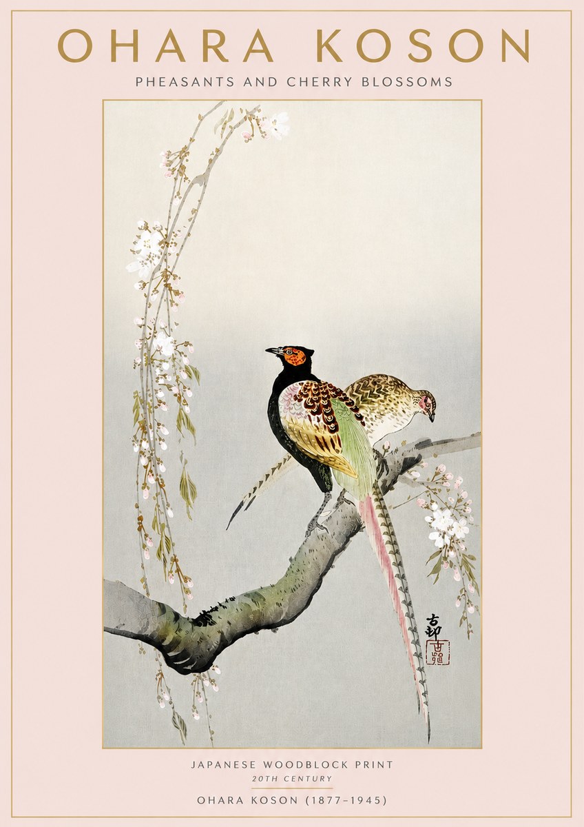 Ohara Koson Pheasants and Cherry Blossoms II No3 - Poster