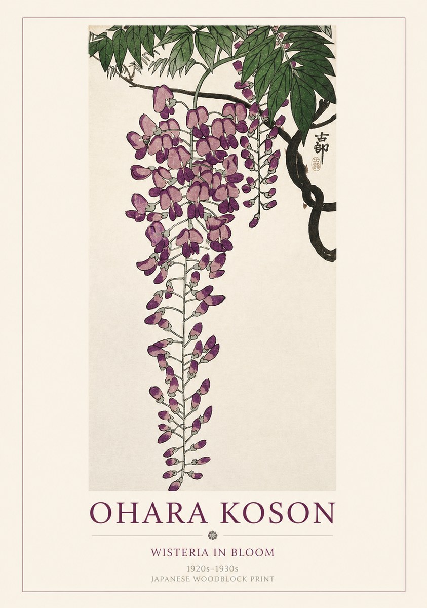 Ohara Koson Wisteria in Bloom No1 - Poster