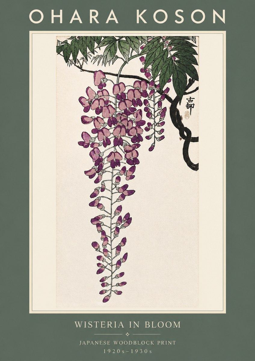 Ohara Koson Wisteria in Bloom No2 - Poster