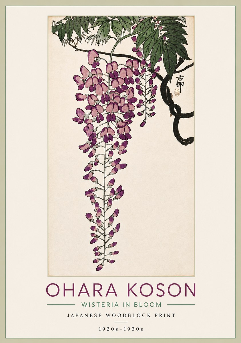 Ohara Koson Wisteria in Bloom No3 - Poster
