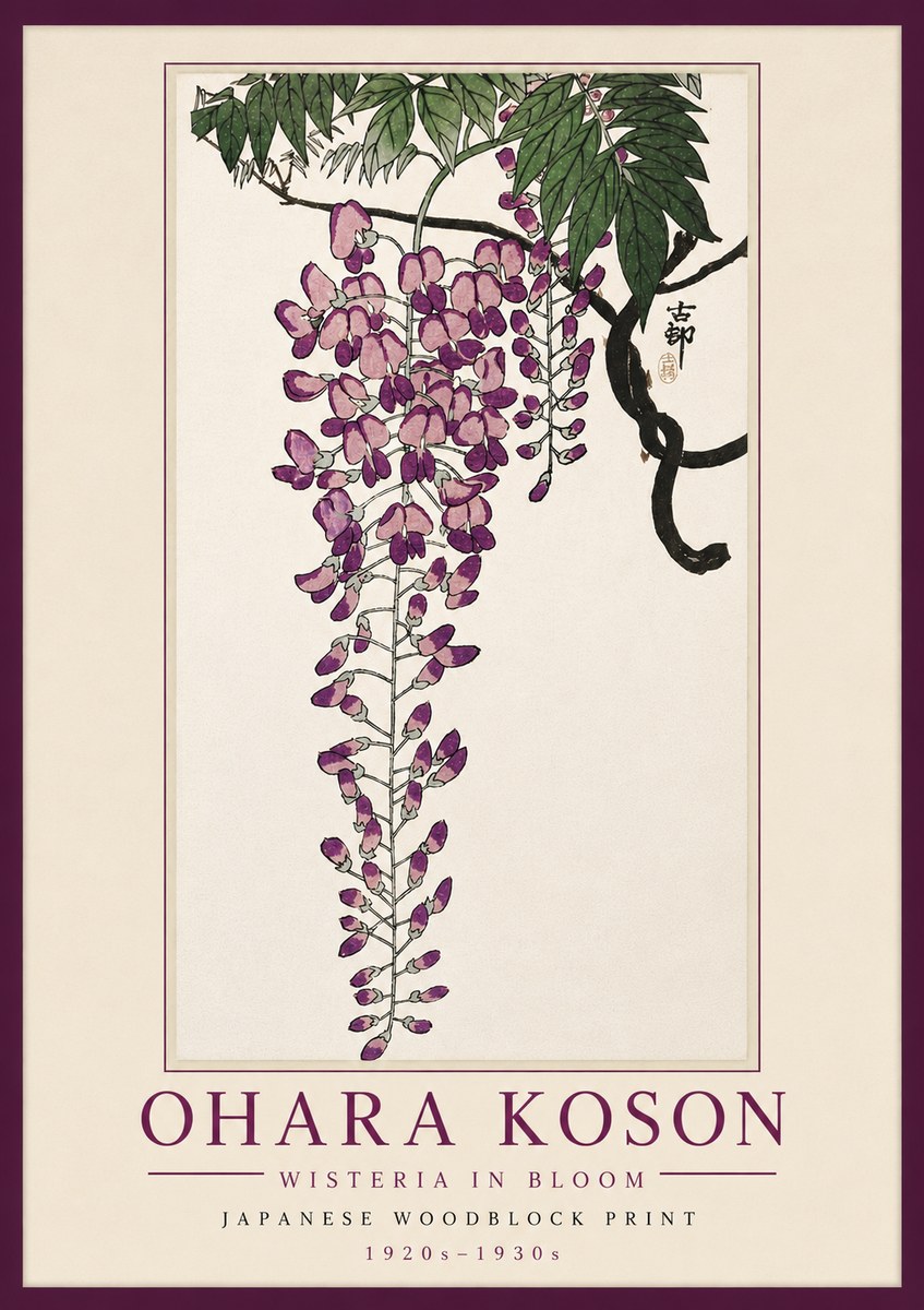 Ohara Koson Wisteria in Bloom No5 - Poster