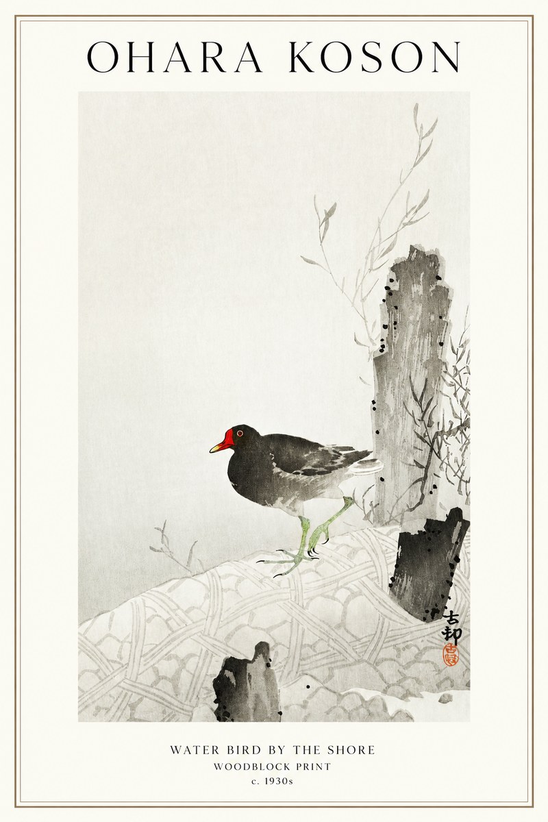 Ohara Koson Water Bird by the Shore No1 - Poster