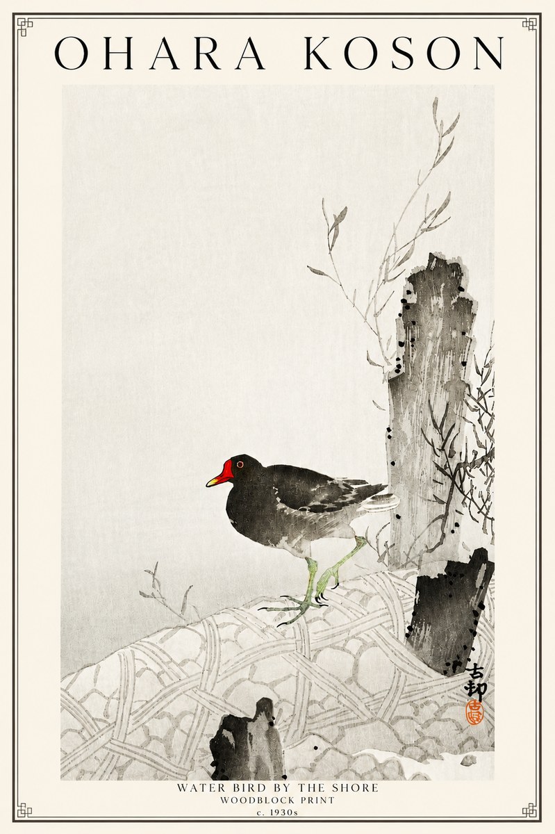 Ohara Koson Water Bird by the Shore No3 - Poster