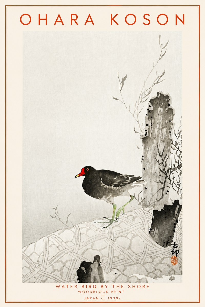 Ohara Koson Water Bird by the Shore No4 - Poster