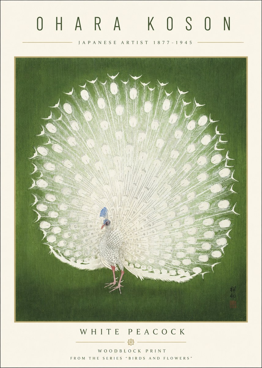 Ohara Koson White Peacock No3 - Poster