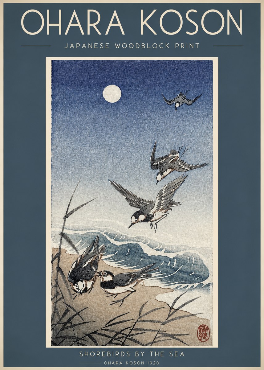Ohara Koson Shorebirds by the Sea No2 - Poster