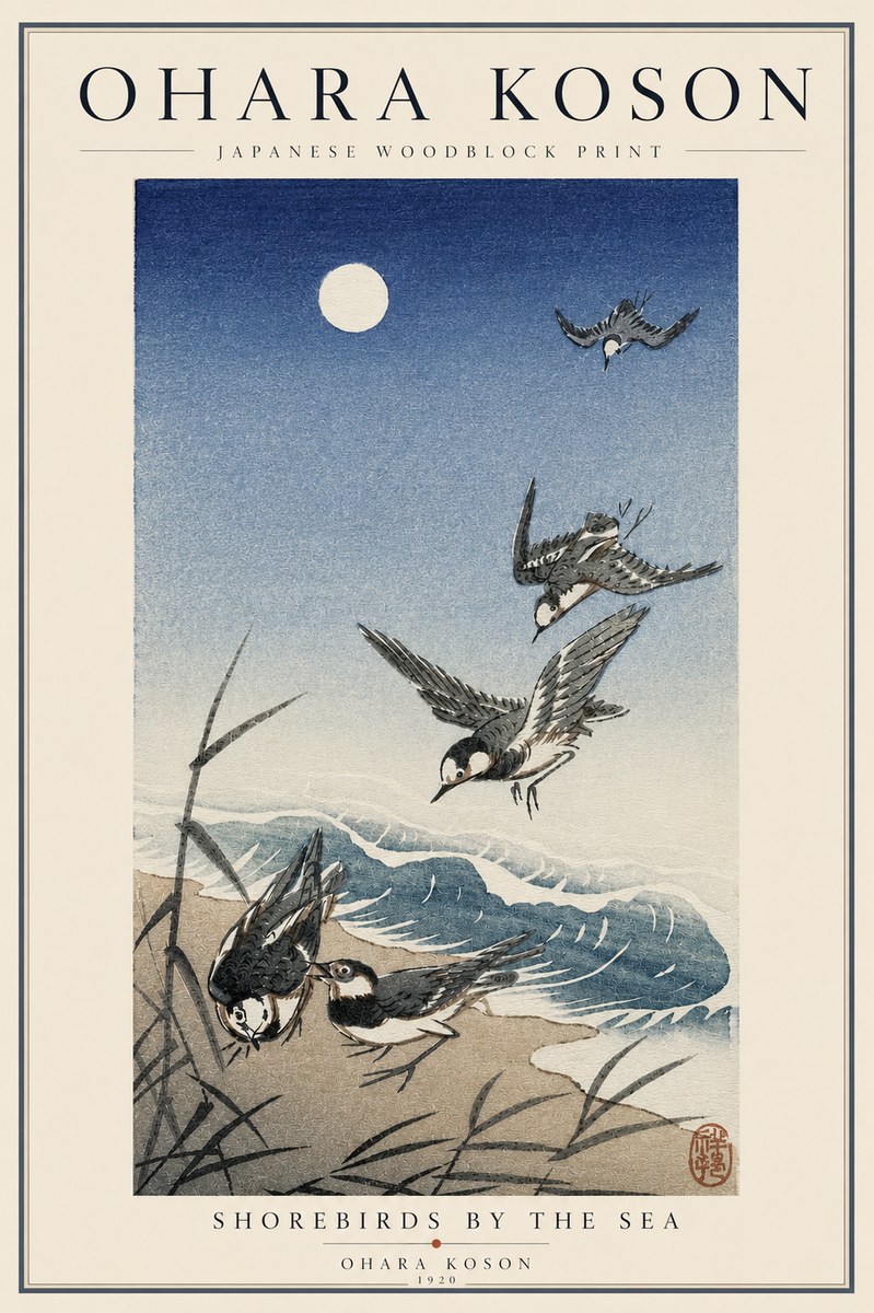 Ohara Koson Shorebirds by the Sea No3 - Poster