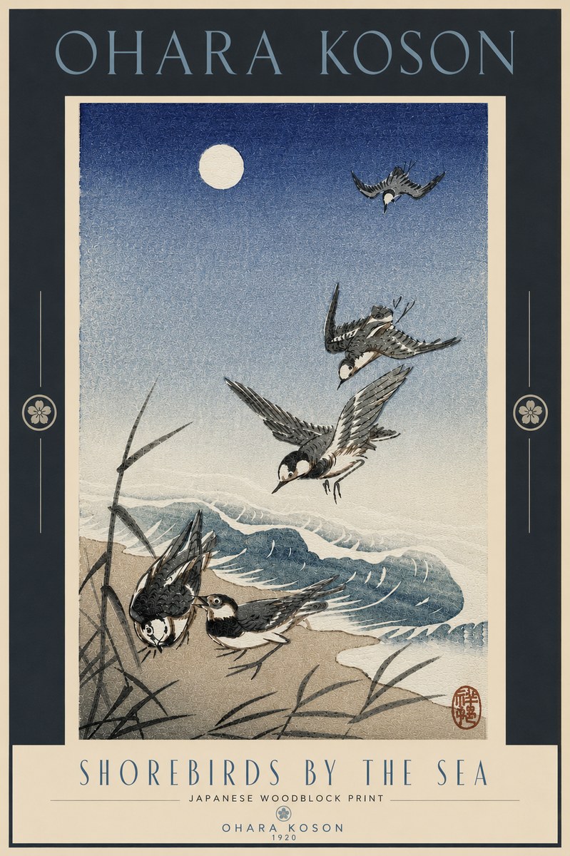 Ohara Koson Shorebirds by the Sea No4 - Poster