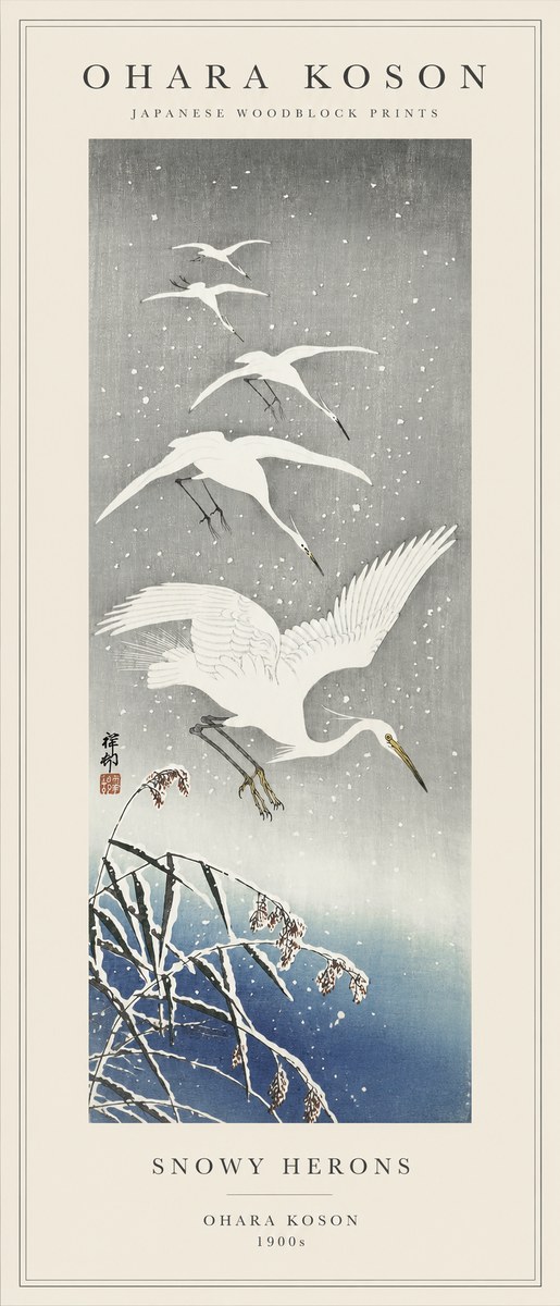 Ohara Koson Snowy Herons No1 - Poster