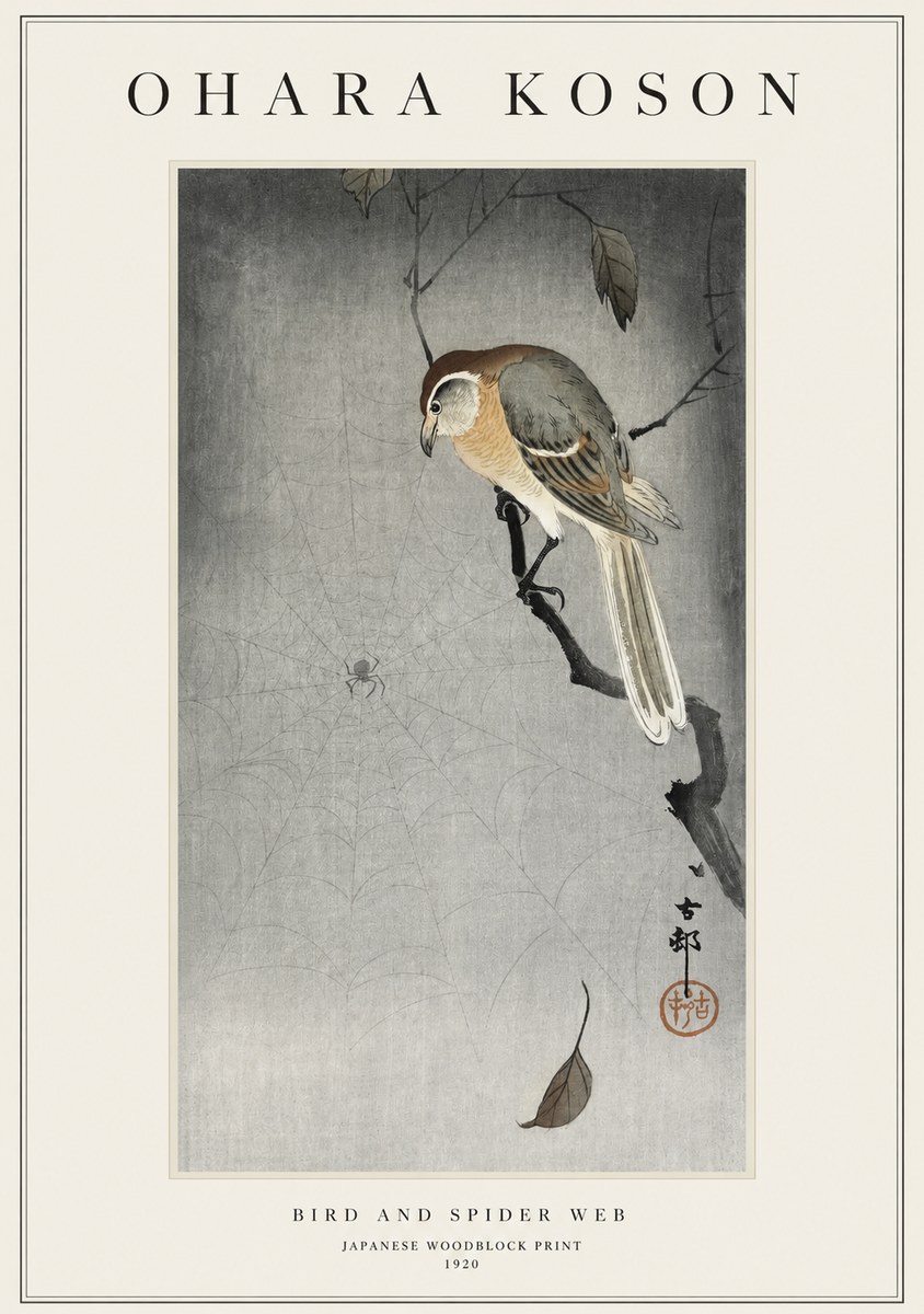 Ohara Koson Bird and Spider Web II No1 - Poster
